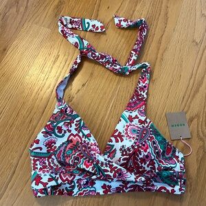 Boden Levanzo Halter Bikini Top Size 10 Twist Front multi fantastical NWT